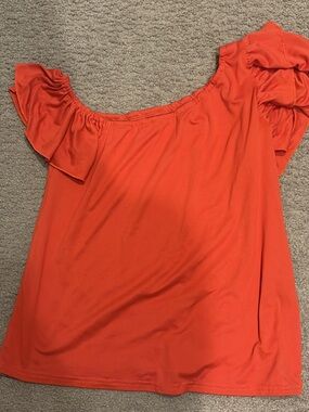 SHEIN Orange Off-Shoulder Ruffle Crop Top